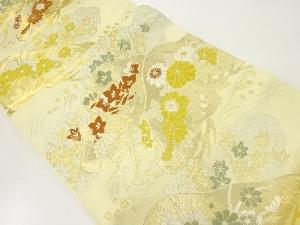 アンティーク　松に草花模様織出し袋帯（材料）